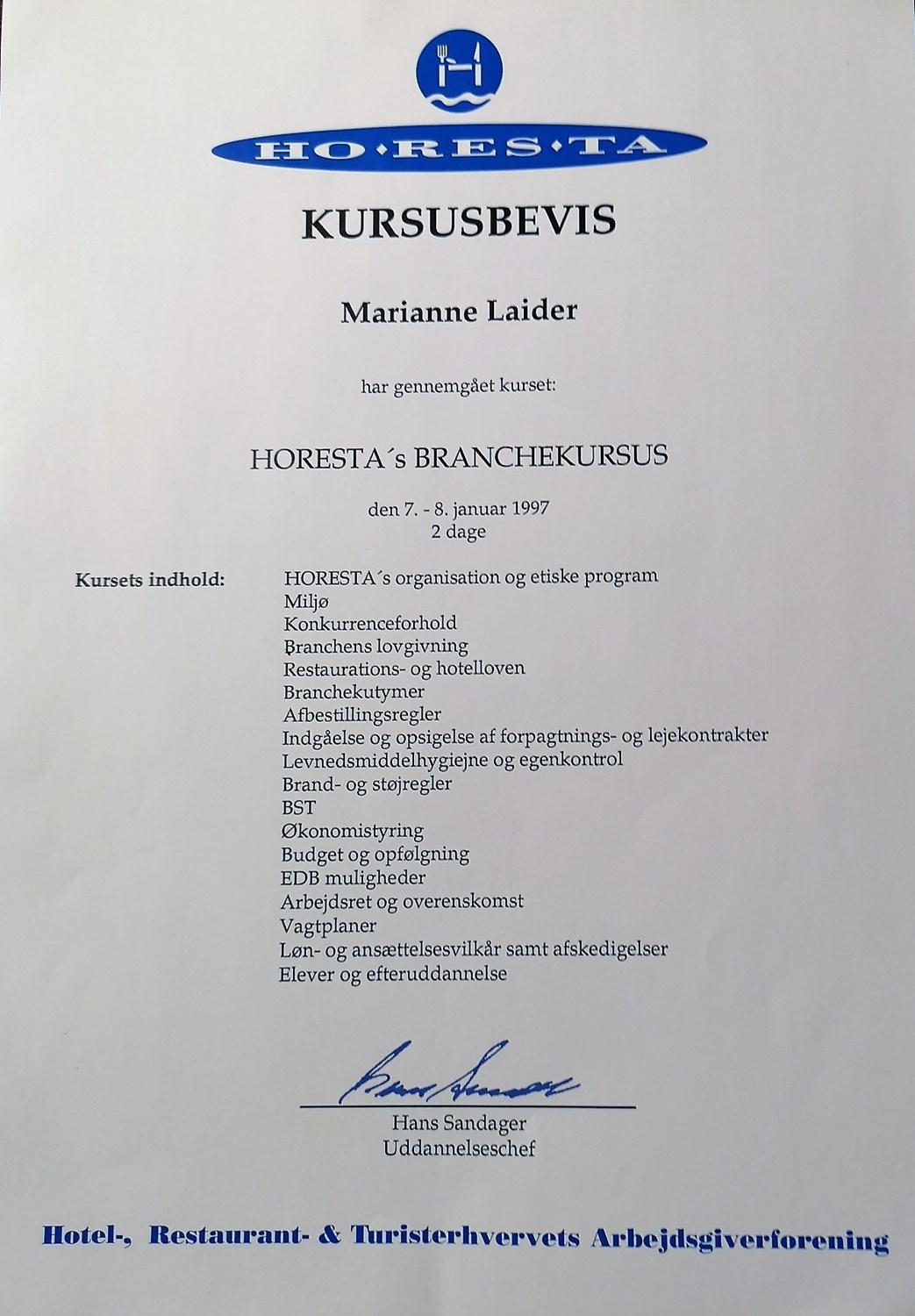 horestas branchekursus 1997